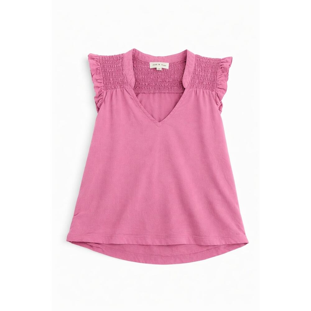 Cloth & Stone Women’s Pink V-Neck Flutter Sleeve Blouse Size S Anthropologie